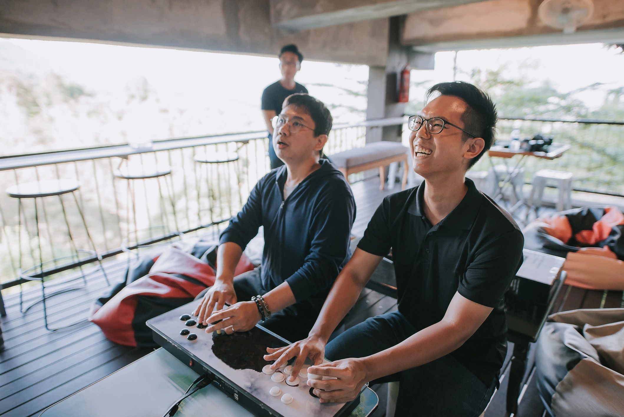 Guests relaxing and playing video games together