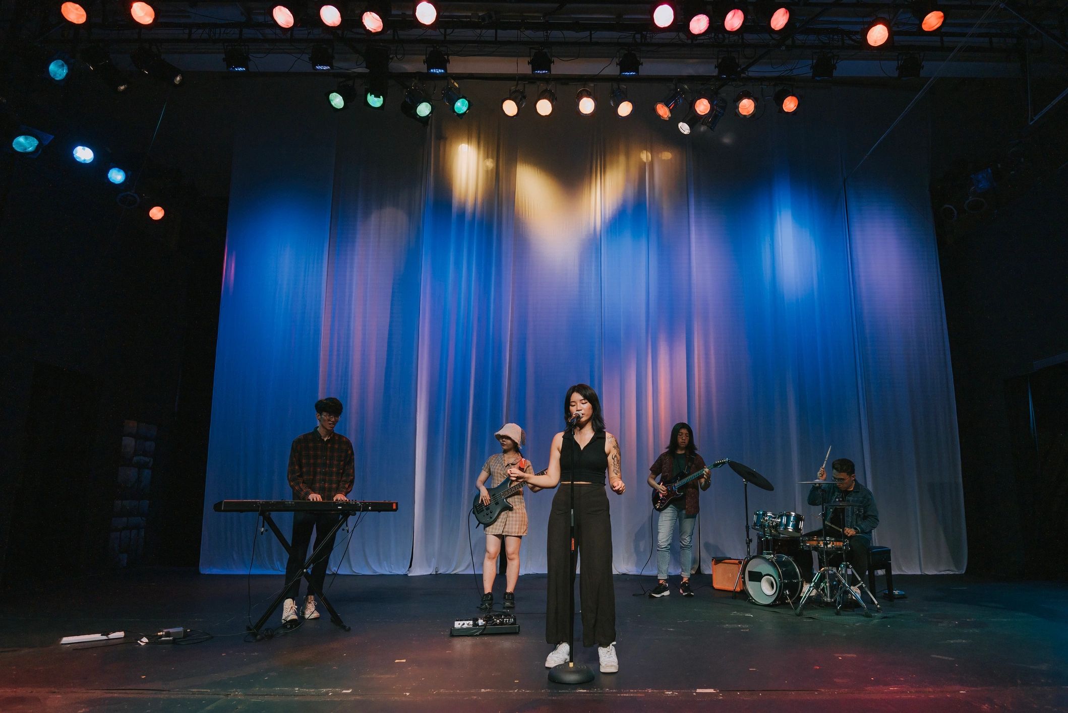 Live performance stage setup for music and filmed sessions