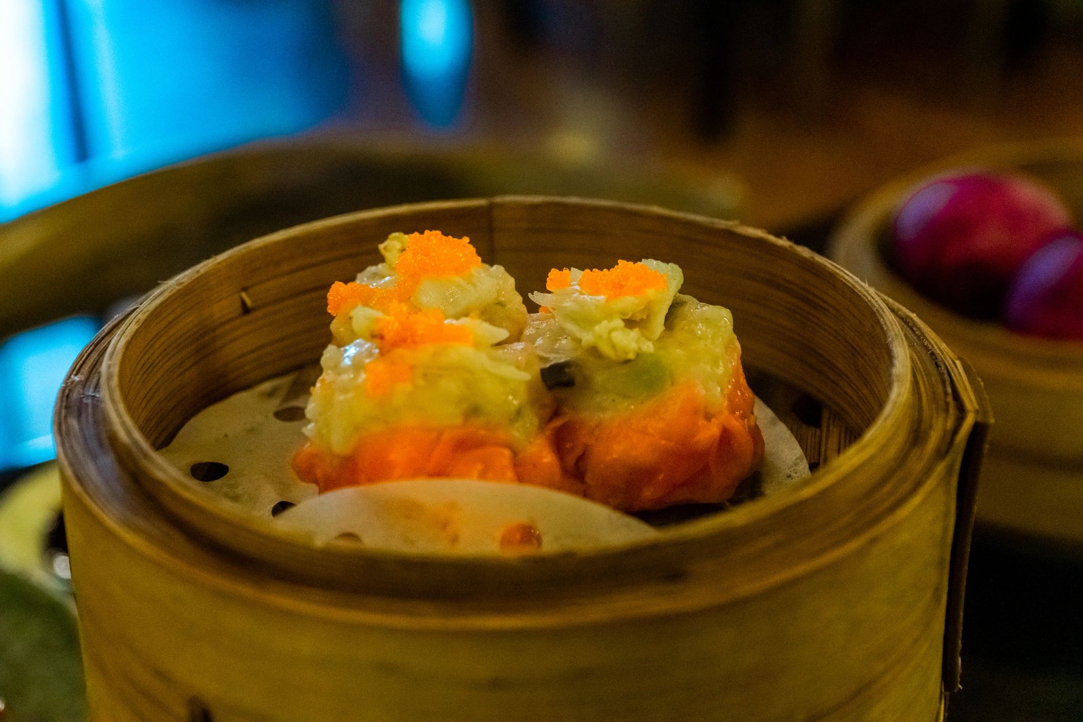 Steamed shumai dumplings ready to serve