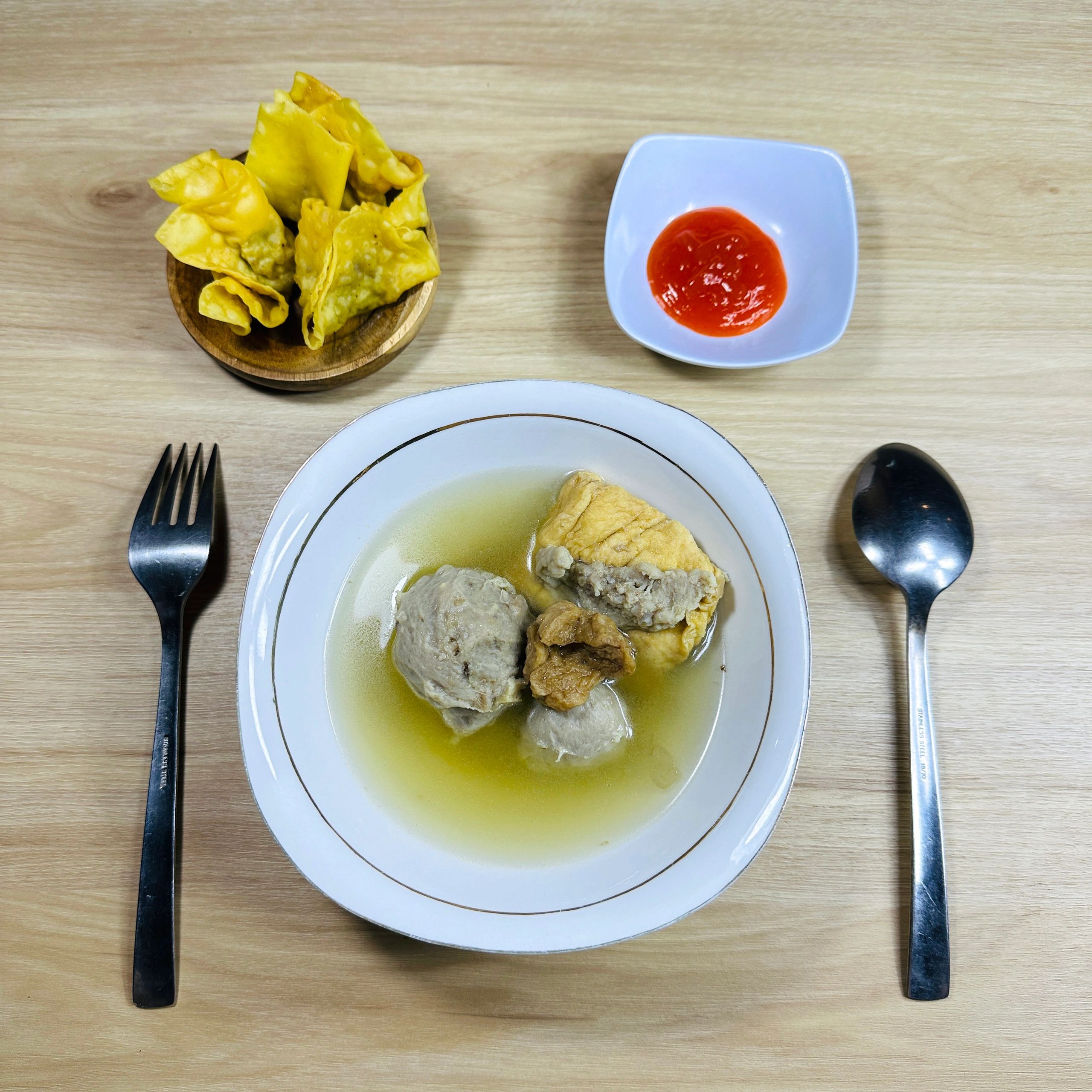 Asian fusion soup and dumplings style dish for Vendor 11 call to action